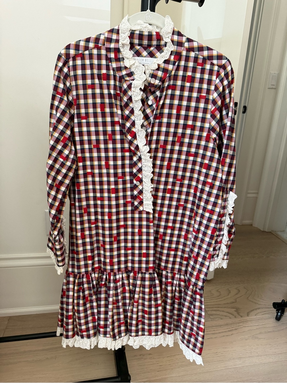 HUNTER BELL Carter Dress in the Odessa Check plaid print